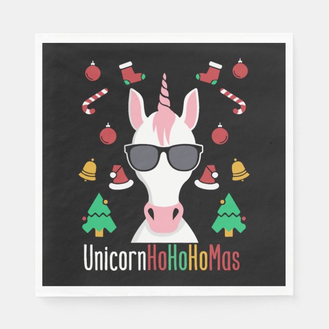 Serviette En Papier Unicorne de Noël (Devant)