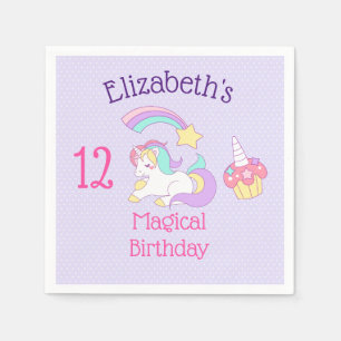 Serviette En Papier Unicorne dormant mignon avec étoile de tir colorée