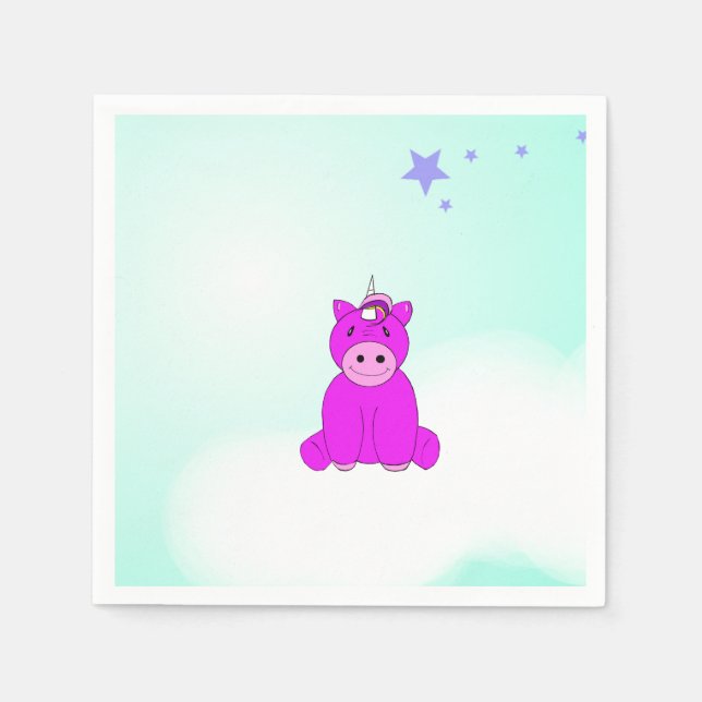 Serviette En Papier Unicorne fête d'anniversaire (Devant)