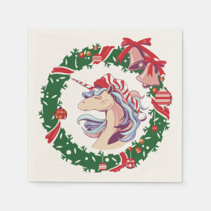Serviette En Papier Unicorne magique de Noël