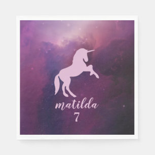 Serviette En Papier unicorne mignonne mauve magique