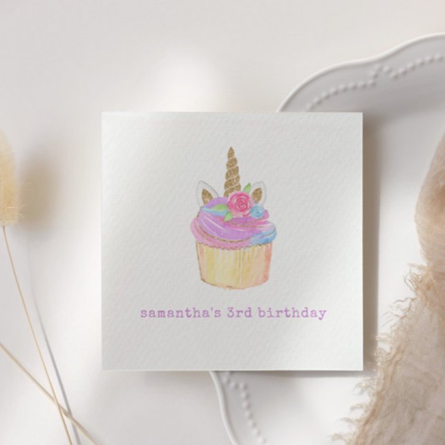 Serviette En Papier Unicorne rose violet Pastel Cupcake fête d'anniver (Créateur téléchargé)