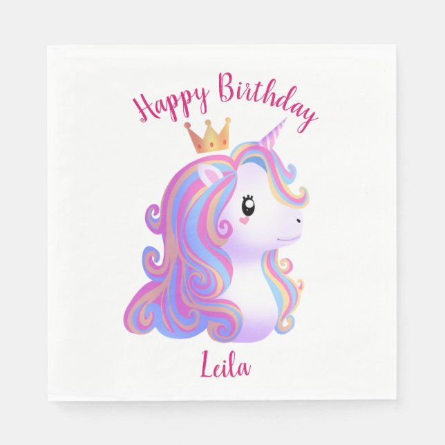 Serviette En Papier Unicorne Whimsical Anniversaire (Devant)