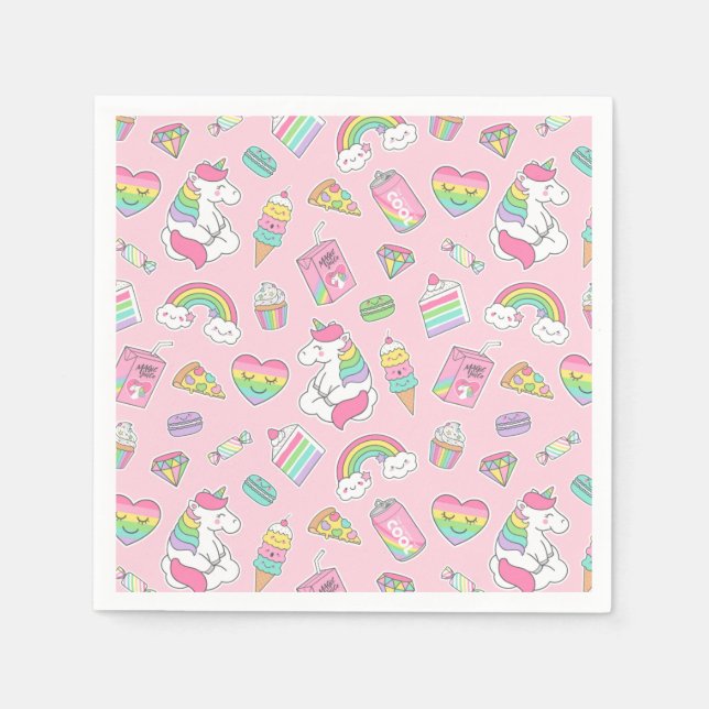 Serviette En Papier Unicornes (Devant)