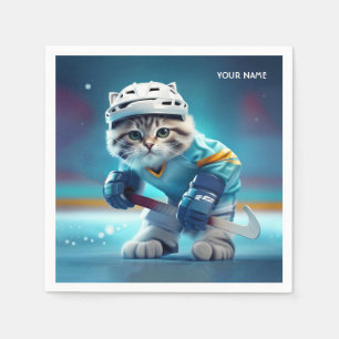 Serviette En Papier Uniforme de hockey sur chat mignon Imaginaire