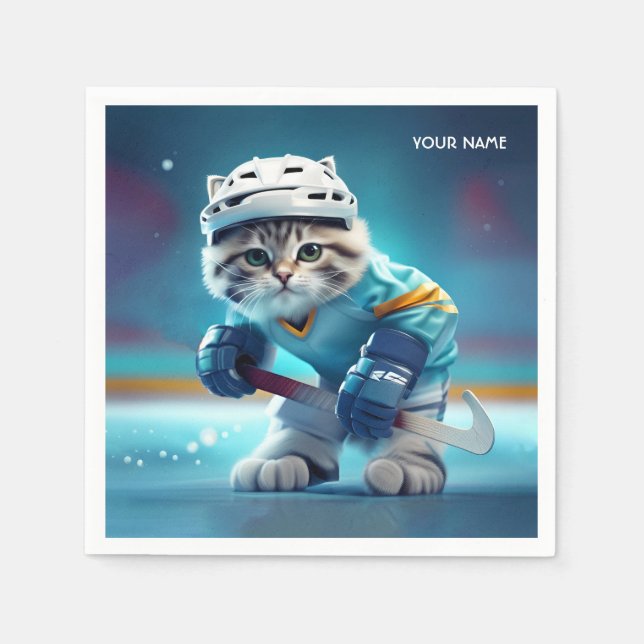 Serviette En Papier Uniforme de hockey sur chat mignon Imaginaire (Devant)