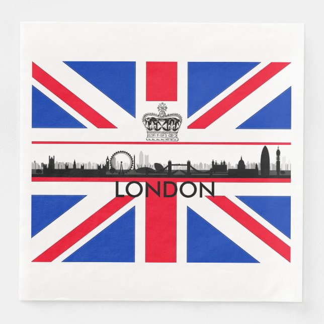 Serviette En Papier Union Jack London Skyline Thème Papier Napkins (Devant)