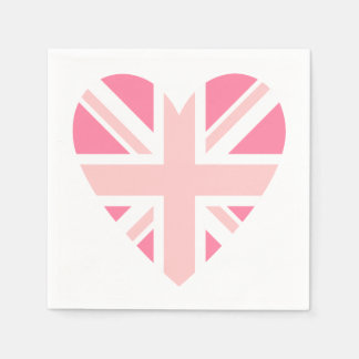 Serviette En Papier Union Jack rose/Coeur du drapeau