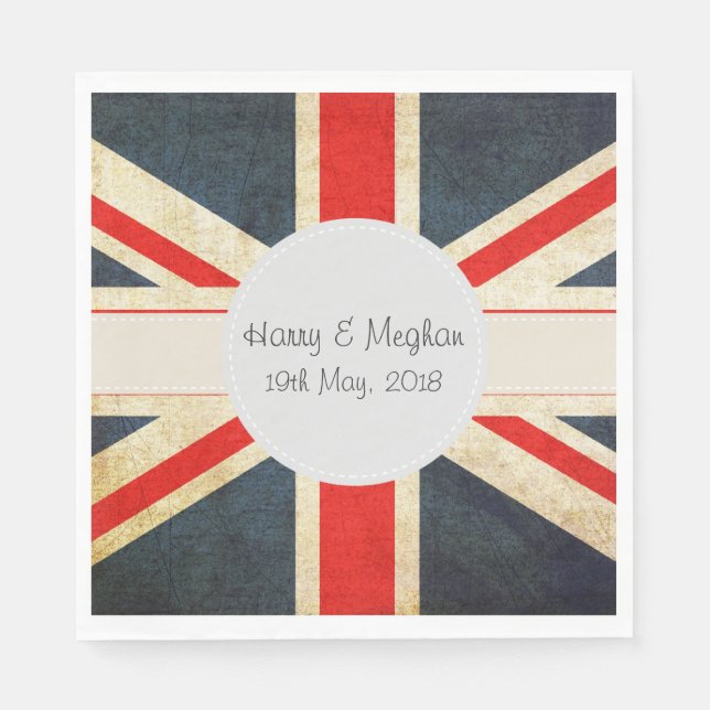 Serviette En Papier Union Jack Royal Mariage Cocktail Napkins (Devant)