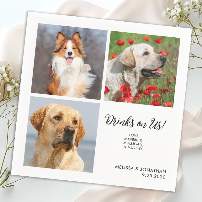 Serviette En Papier Unique 3 Photos Boissons Sur Nous Pet Chat Chien M (Créateur téléchargé)