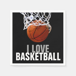 Serviette En Papier Unique Moderne I Love Basketball Party