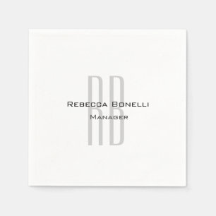 Serviette En Papier Unique Monogramme gris blanc moderne