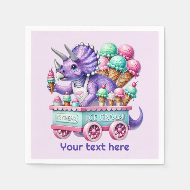 Serviette En Papier Unisex kids dinosaur ice cream party  (Devant)