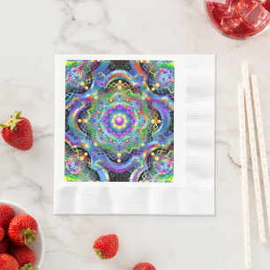 Serviette En Papier Univers Mandala Couleurs Psychédéliques