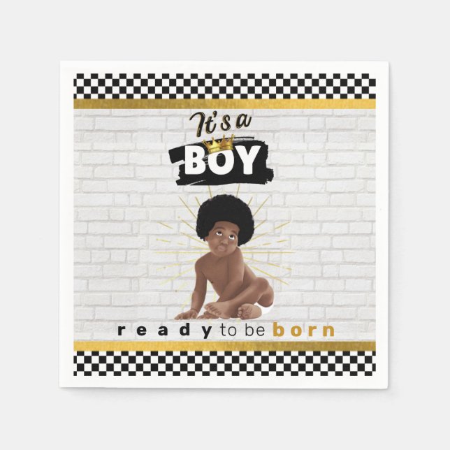 Serviette En Papier Urban Afro Baby Boy| Retro Hip hop Baby shower (Devant)