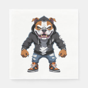 Serviette En Papier Urban Alpha Bulldog - Mascotte de style rue