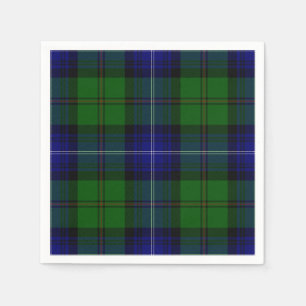Serviette En Papier Urquhart tartan bleu vert plaid