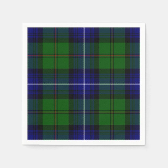 Serviette En Papier Urquhart tartan bleu vert plaid (Devant)