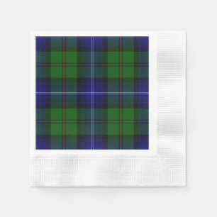 Serviette En Papier Urquhart tartan bleu vert plaid