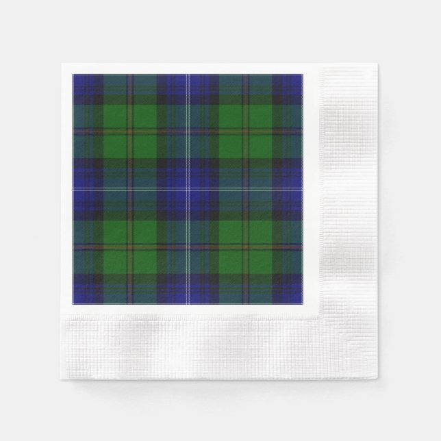 Serviette En Papier Urquhart tartan bleu vert plaid (Devant)