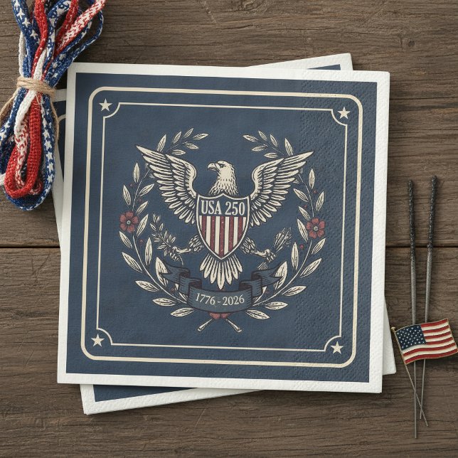 Serviette En Papier USA 250 Patriotic Eagle Heritage Motif Navy ID1299 (Créateur téléchargé)