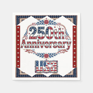 Serviette En Papier USA 250e anniversaire Vintage Stars & Stripes Élég