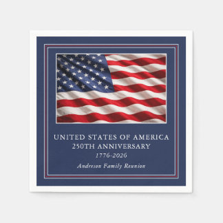 Serviette En Papier USA 250th Anniversary Patriotic Party Navy Blue