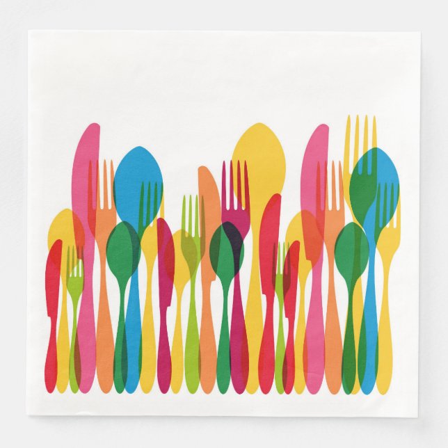 Serviette En Papier Ustensiles colorés (Devant)
