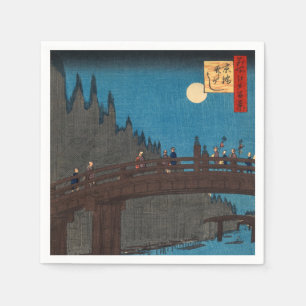Serviette En Papier Utagawa Hiroshige - Kyoto Bridge by Moonlight