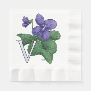 Serviette En Papier V pour le Monogramme floral violet
