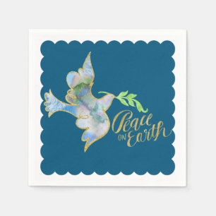 Serviette En Papier Vacances Aquarelle Dove Gold Peace sur Terre