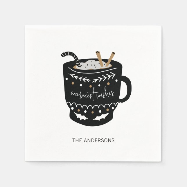 Serviette En Papier Vacances de cacao chaud moderne (Devant)