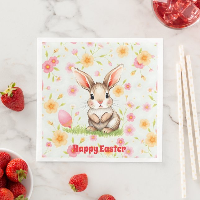 Serviette En Papier Vacances de lapin Collection moderne de Pâques (En situation)