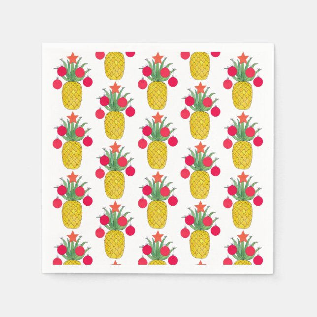 Serviette En Papier Vacances de Noël tropicales Ananas Napkin (Devant)