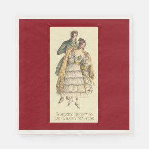 Serviette En Papier Vacances de Noël victorienne Couple Naples Vintage
