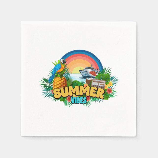 Serviette En Papier Vacances d'été ambiance plage (Devant)