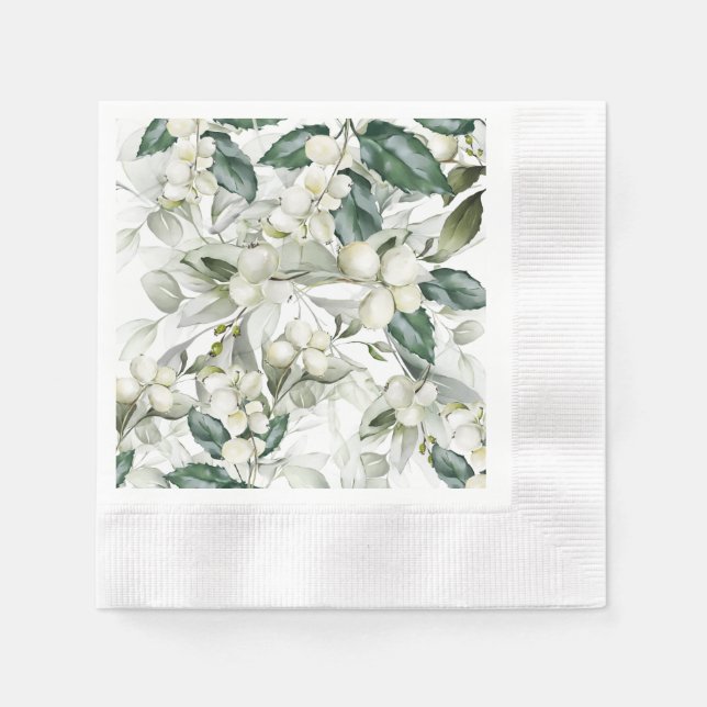 Serviette En Papier Vacances d'hiver saint branches motif vert (Devant)