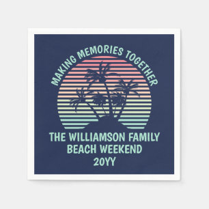 Serviette En Papier Vacances familiales personnalisées Retro Tropical 