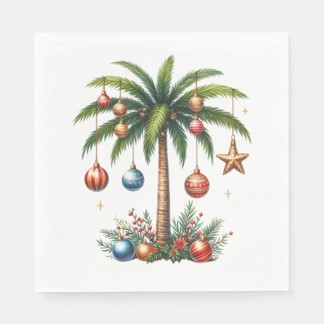 SERVIETTE EN PAPIER VACANCES HAWAIENNES ALOHA THÈME DE NOËL (Devant)