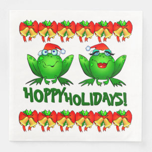 Serviette En Papier Vacances Hoppy Caricature Grenouilles de Noël Bows