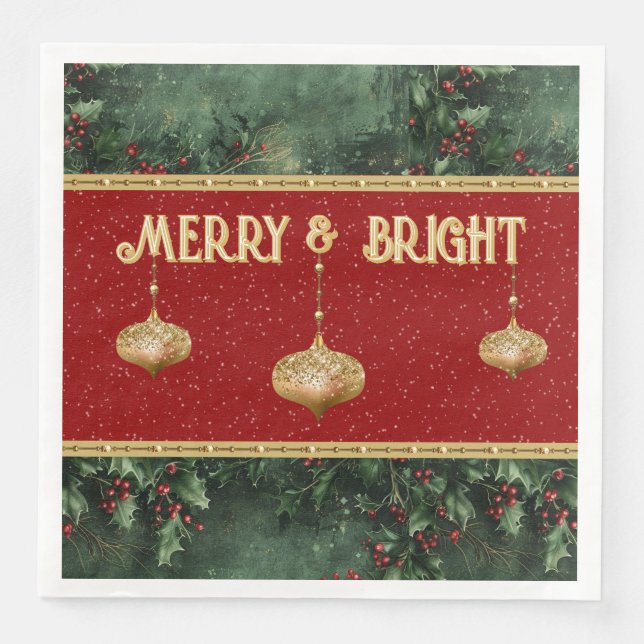 Serviette En Papier Vacances Joyeuses & Lumineuses (Devant)