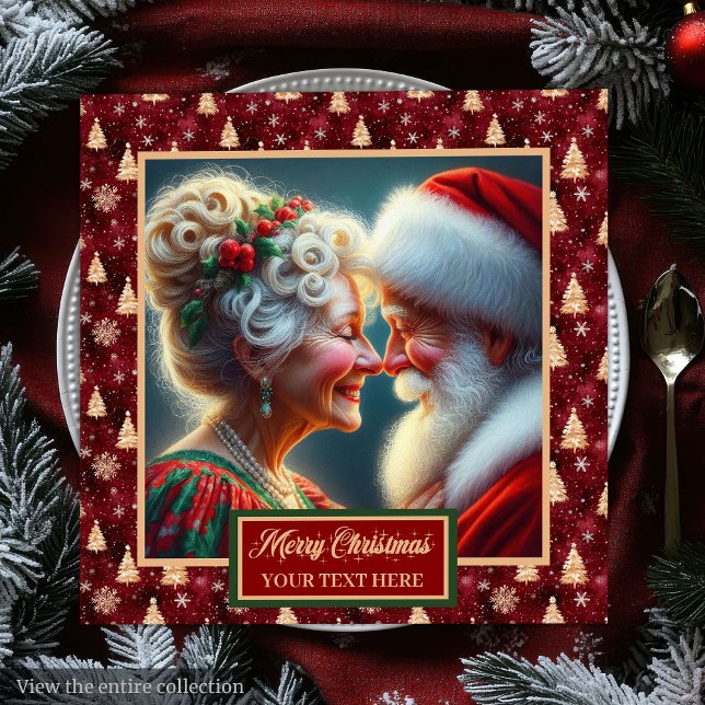 Serviette En Papier Vacances Naples Rouge Or Vert Noël Design (Holiday Napkins Red Gold Green Christmas Design)