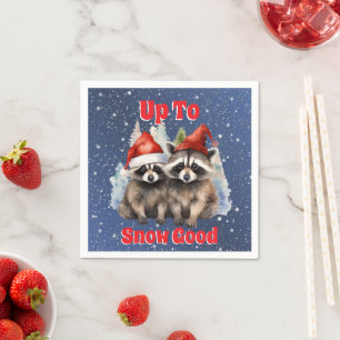 Serviette En Papier Vacances Raccoons Jusqu'À Neige Bon