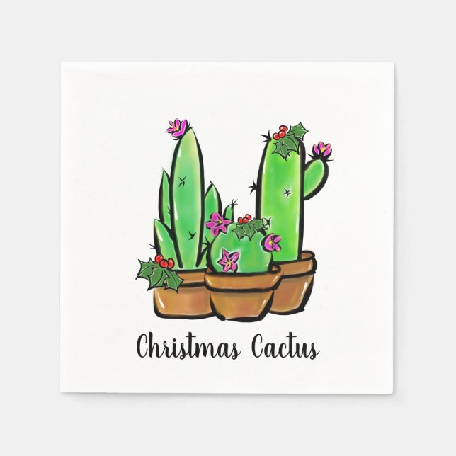 Serviette En Papier Vacances sympa Xmas Cactus cactus cactus succulent (Devant)