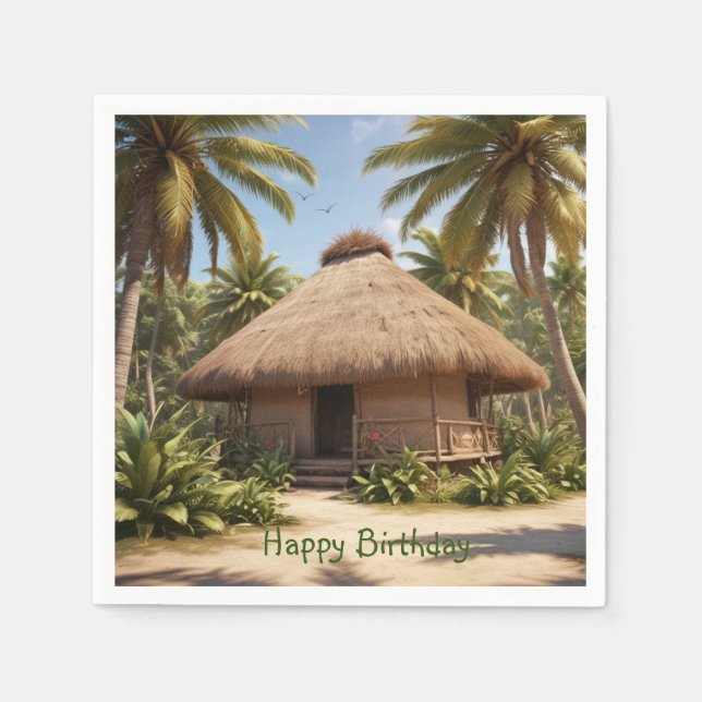 Serviette En Papier Vacances tropicales Anniversaire (Devant)