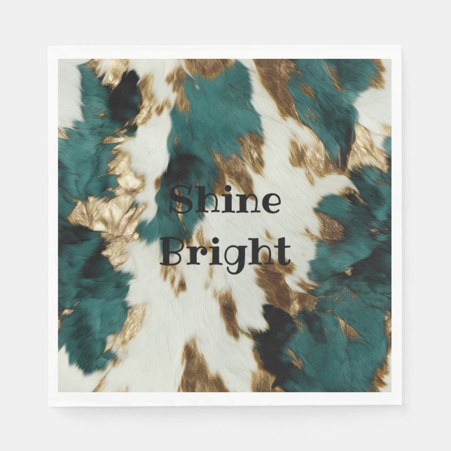 Serviette En Papier Vache blanche de l'Ouest Emerald Gold (Devant)