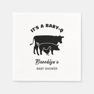 Serviette En Papier Vache Cochon Poulet BabyQ BBQ Baby Shower Noir Bla