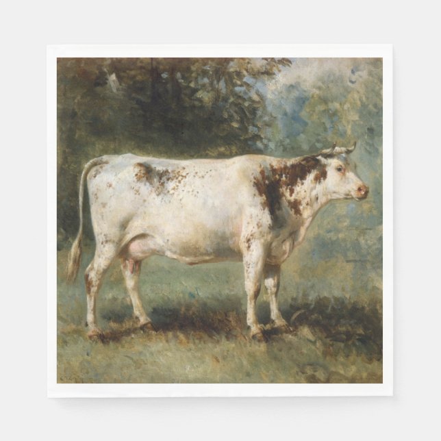 Serviette En Papier Vache dans un paysage rural (animal de ferme) (Devant)