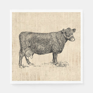 Serviette En Papier Vache de campagne illustrée
