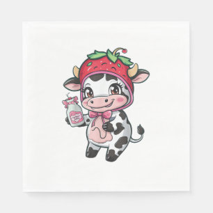 Serviette En Papier Vache de fraise Kawaii Anime Lait de fraise _2